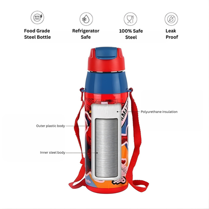 CELLO Puro Steel-X Hydra Kid bottle | Leak-Proof & Durable| 520ml