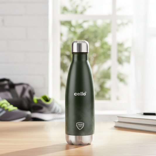 Premium Cello Duro Tuff steel bottle with leakproof cap, rust-resistant body, and double-wall insulation