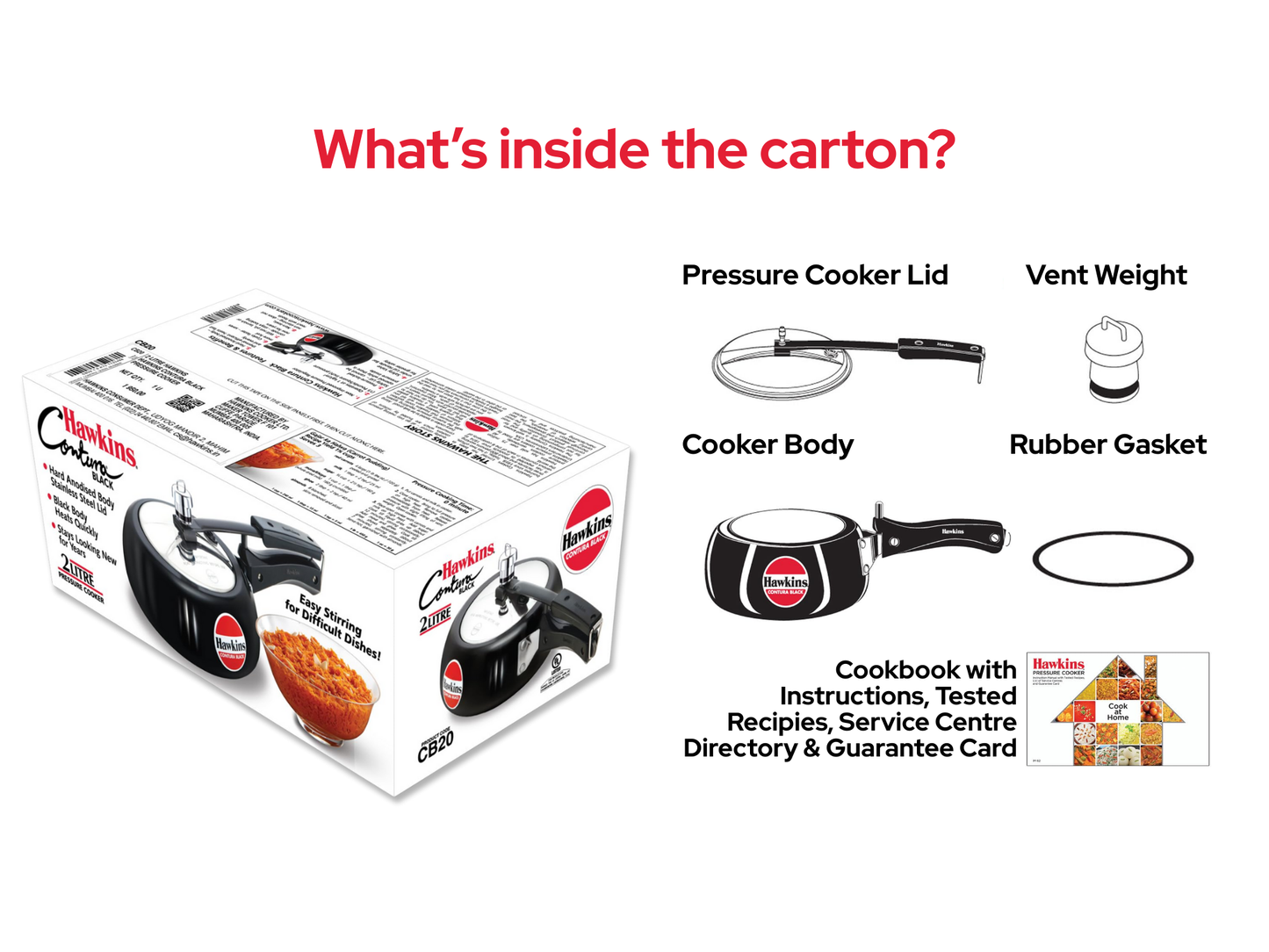 हॉकिन्स कंटूरा प्रेशर कुकर | काला | 2 लीटर