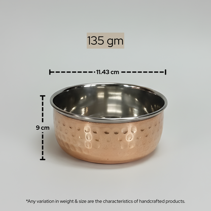 Copper Katori | Durable Indian Dining & Serving Bowls | Set 6 pcs |  810 gm | 135 gm Each