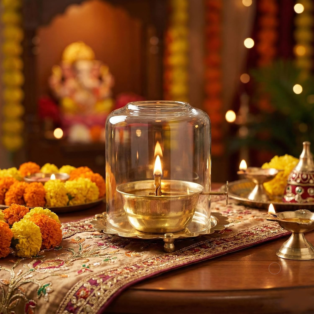 Brass traditional Akhand Jot Diya – Spiritual Brass Oil Lamp for Pooja