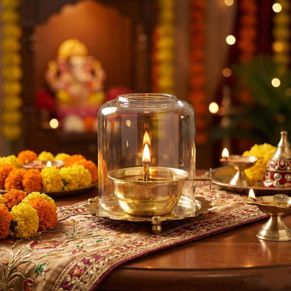 Brass traditional Akhand Jot Diya – Spiritual Brass Oil Lamp for Pooja