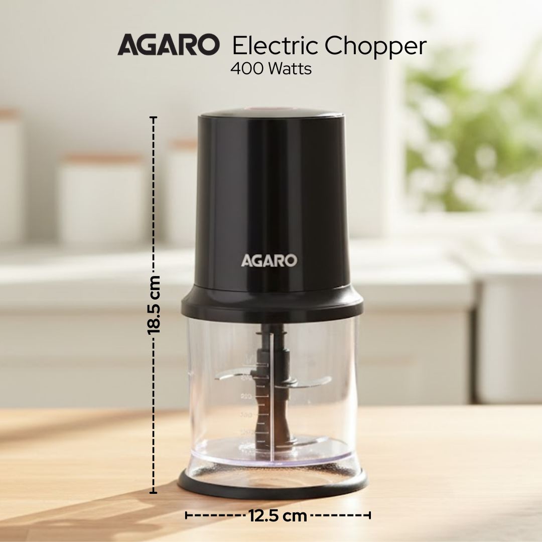 AGARO 400W Electric Vegetable Chopper with 500ml BPA-Free Container and Stainless Steel Blades