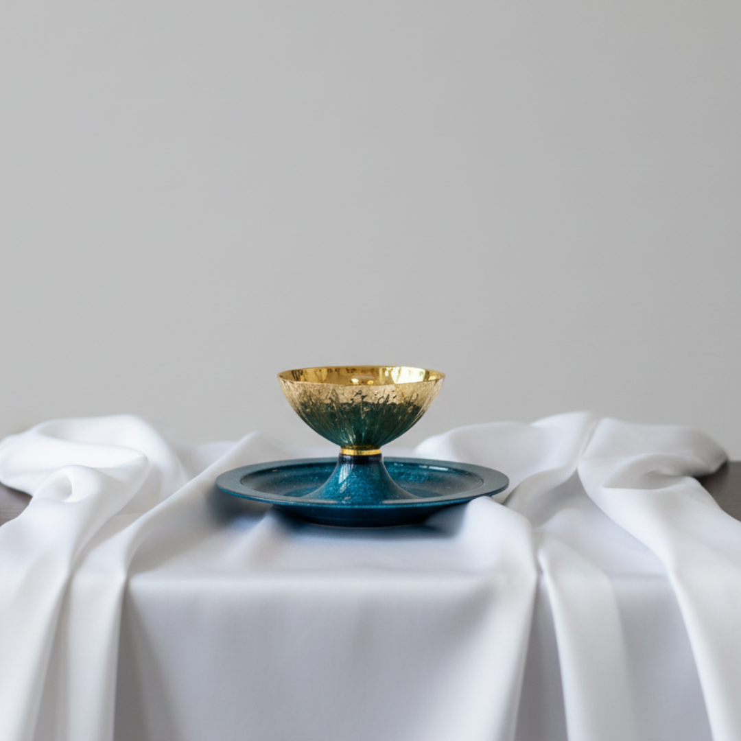 Brass Peacock Pooja Thali Set | 9 Inch | 450gm | 4 Accessories Include