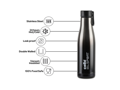 Double Walled, 24 Hours Hot & Cold Vacuum Insulated Flask Water Bottle | Leak Proof Screw Cap Thermosteel Bottle| 600ml