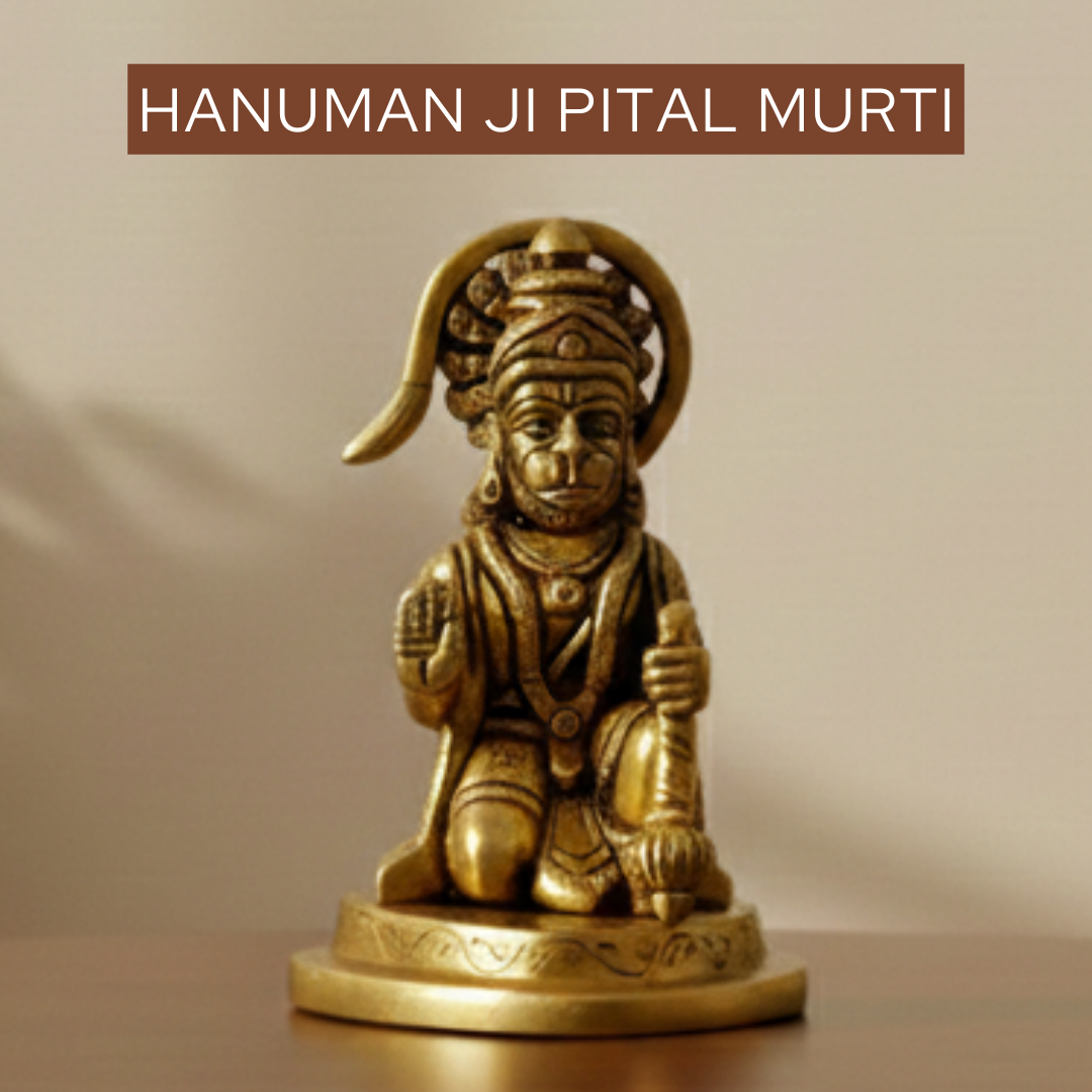 Brass Hanuman Ji Murti in  560gm showing strength and devotion for home worship and festive gifting