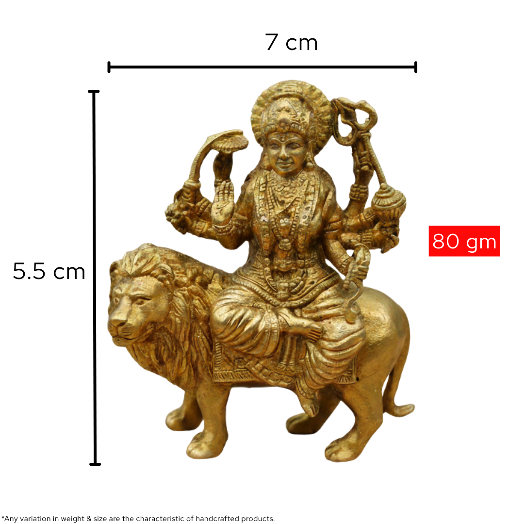 पारंपरिक दुर्गा माता की पीतल की मूर्ति | घर में पूजा और त्योहारों के लिए आदर्श | 80 ग्राम